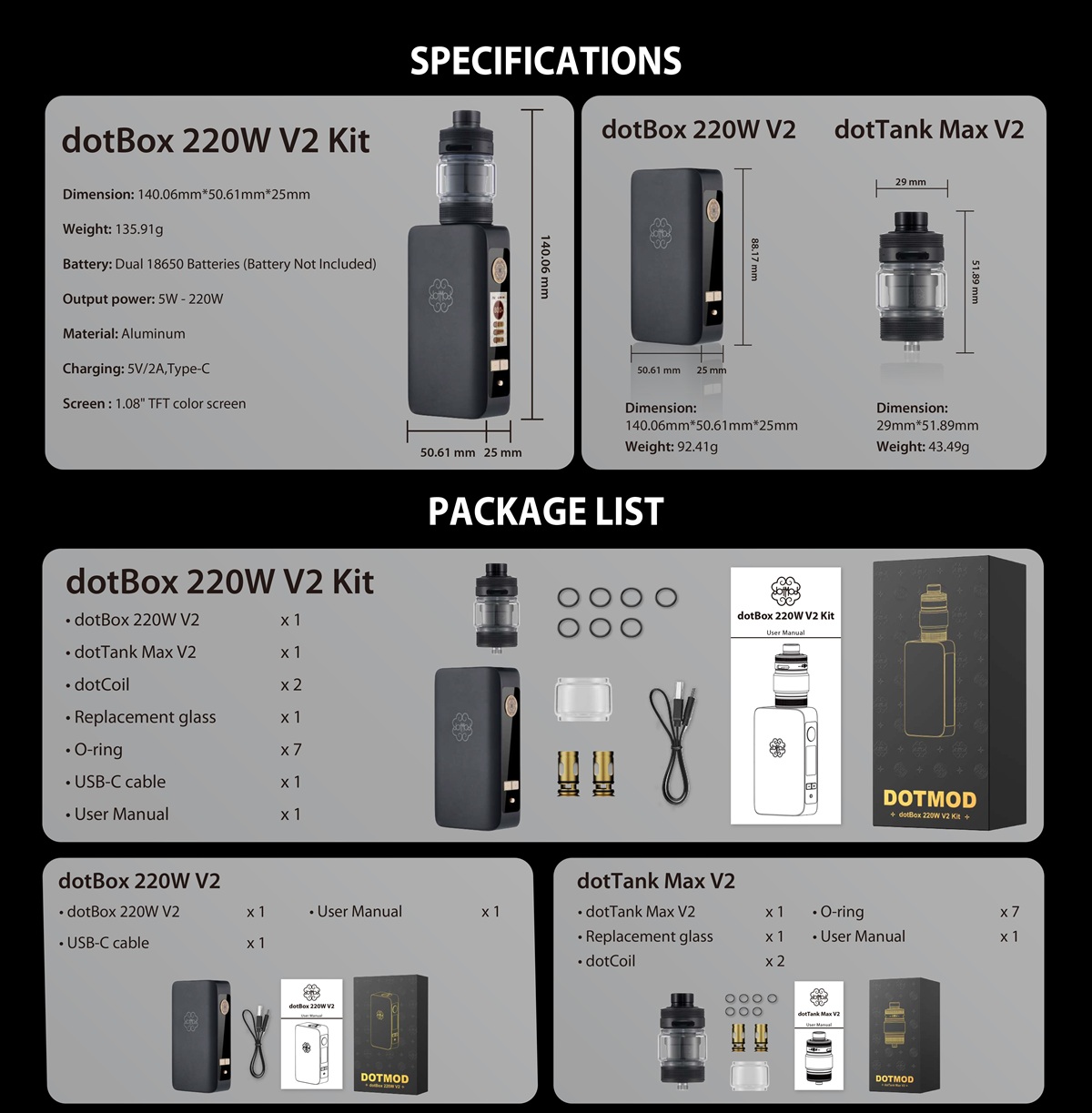 dotBox 220W V2 Kit