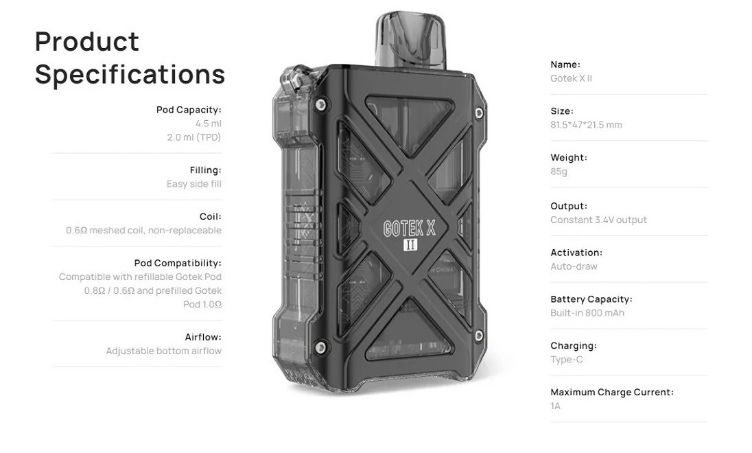 gotek x ii pod kit 800mah 2ml by aspire 9