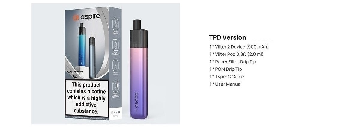 vilter 2 pod kit 1000mah 2ml by aspire 13
