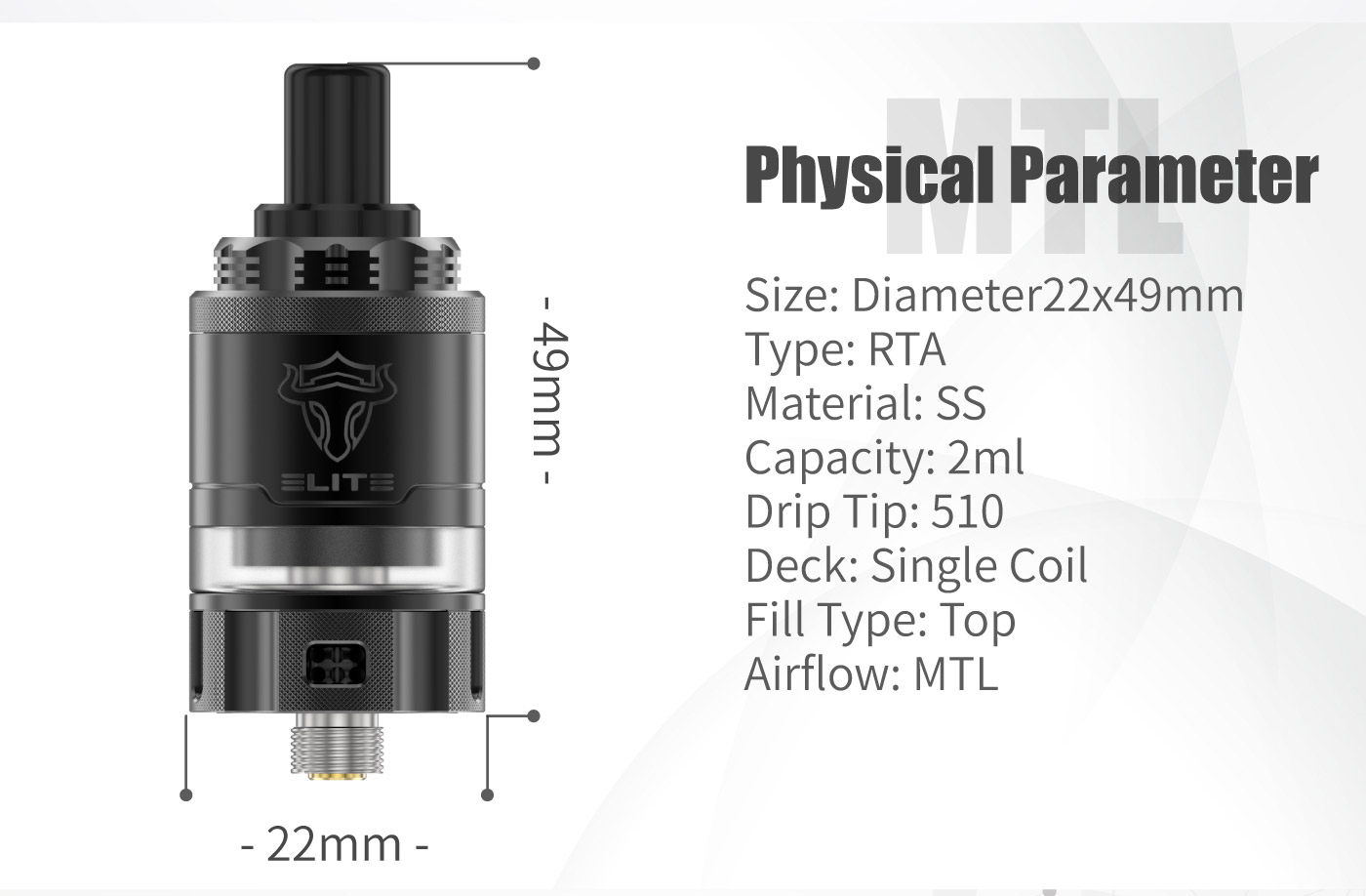 tauren elite pro mtl rta 22mm by thunderhead creations thc 5